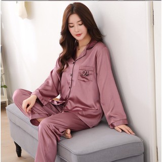 Đồ ngủ Pijama đôi Lụa cao cấp mầu đậu ( có clip + ảnh thật )