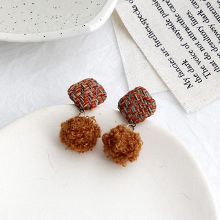 DDFI - [4 style] Korea Hairball Earrings Generous Long Pendant All-match Individuality Simple Stud Earrings G4C10