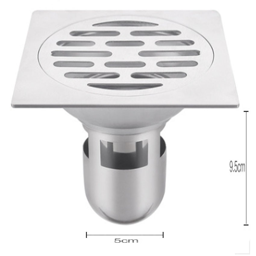 Thoát Sàn Inox Thông Minh Dạng Phễu Nước Ngăn Mùi Hôi 12*12 Dung Cho Ống Phi 90 TI0356a