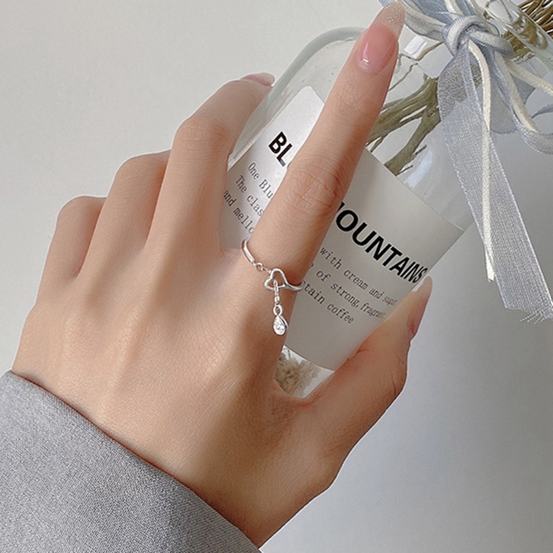 Nhẫn Hở Mạ Bạc 925 Tạo Hình Dây Xích Đính Đá Quý Nhân Tạo Dành Cho Nữ