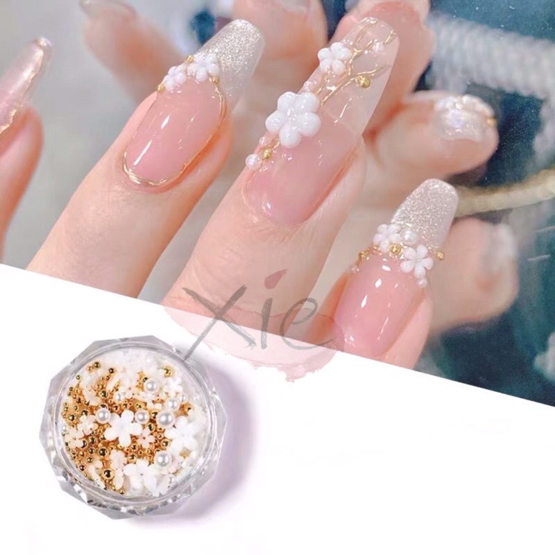 CHARM HÌNH HOA SỨ TRẮNG TRANG TRÍ MÓNG  - XIE dụng cụ nail &amp;mi