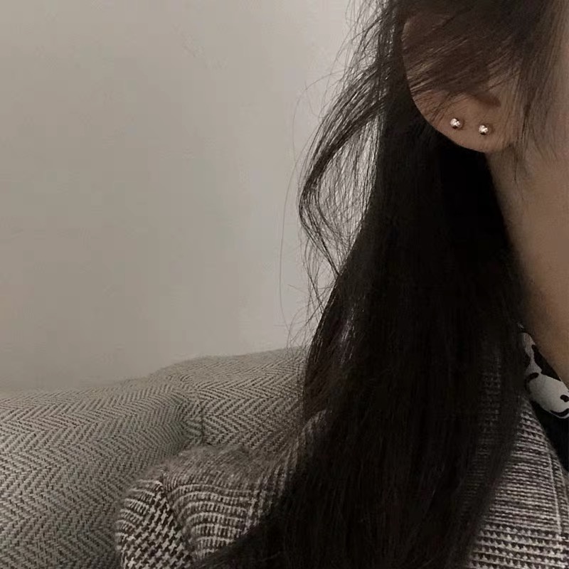Bông tai mạ vàng/bạc 925 hình tròn đơn giản