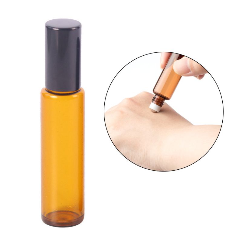 Set 5 Chai Thủy Tinh Rỗng 10 Lọ Thủy Tinh Với 5 Đầu Lăn Bằng Thép Không Gỉ Dùng Để Đựng Mỹ Phẩm Khi Đi