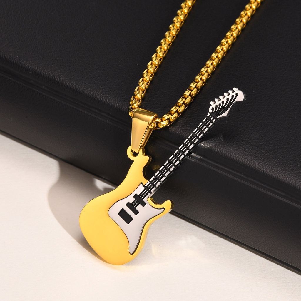 Vnox Dây Chuyền Mặt Nhạc Cụ Guitar Bằng Thép Không Gỉ Phong Cách Punk Rock Club