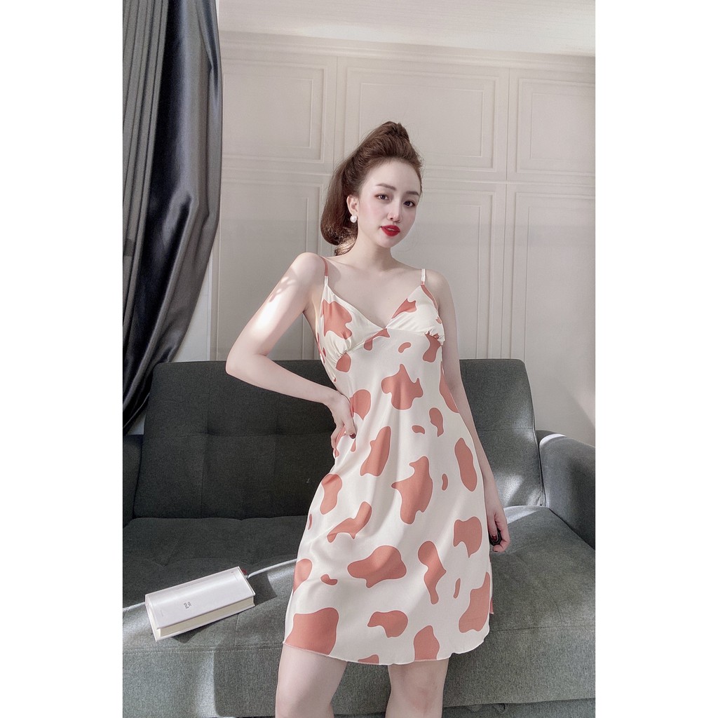 Váy Ngủ Sexy Lụa Satin Váy Ngủ Bò Sữa Mút Rời Cao Cấp Babi mama - BV04 | BigBuy360 - bigbuy360.vn