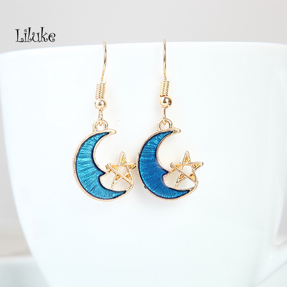 Đôi Khuyên Tai HìNh MặT Trăng Ngôi Sao ThờI Trang Cho Nữ