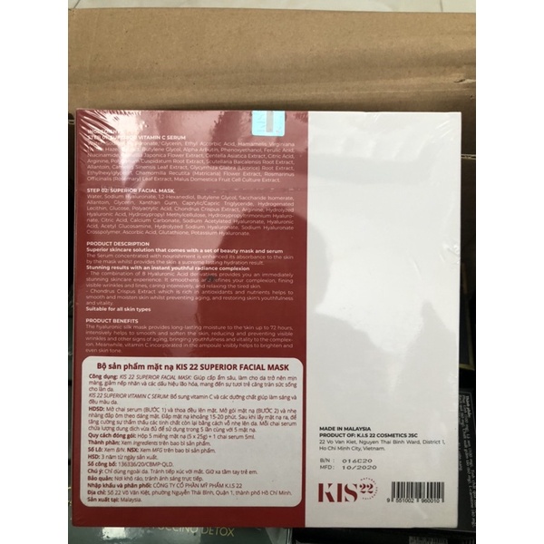 KV Beauty - MẶT NẠ SINH HỌC KIS22 ( 5 miếng nạ + chai serum)