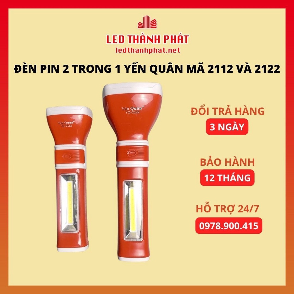 Đèn pin cầm tay, đèn pin chiếu sáng đa năng 2 trong 1 Mã 2112 và 2122 siêu sáng