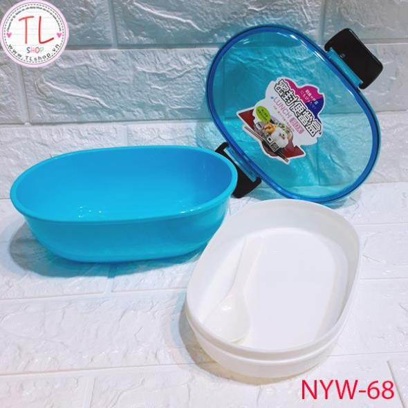 Hộp cơm – Hộp đựng cơm hai ngăn hình ovan xinh xắn – hộp nhựa tròn đựng cơm – Đồ gia dụng