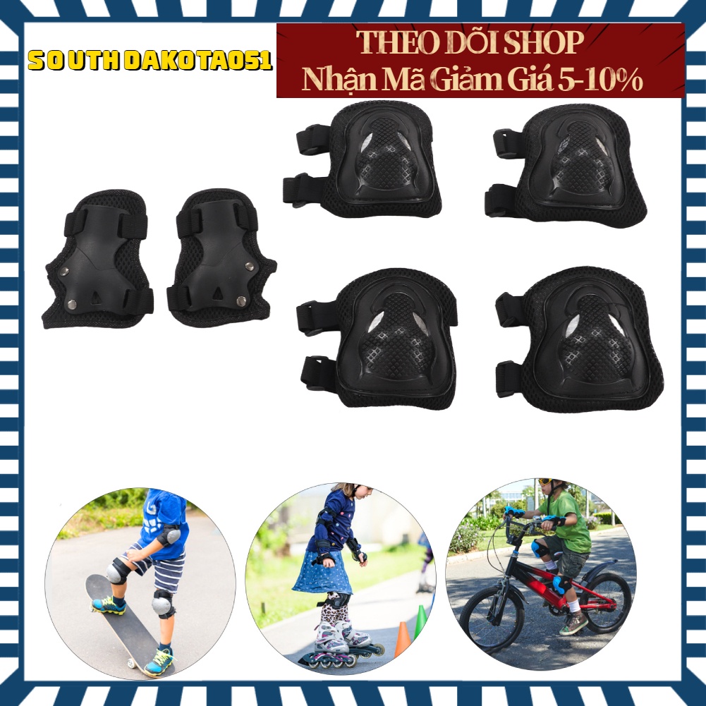 Bộ phụ kiện bảo hộ chân tay chơi thể thao trượt patin dành cho người lớn trẻ em trên 6 tuổi