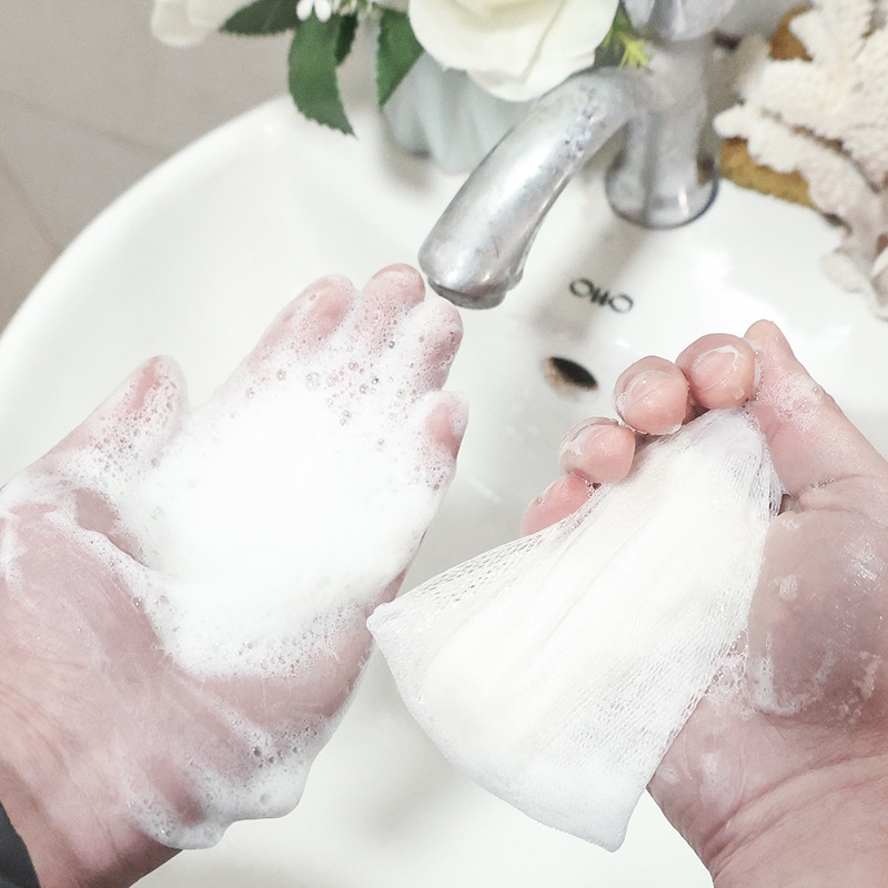 Túi Lưới Tạo Bọt Xà Phòng Rửa Mặt Có Dây Rút Tiện Dụng