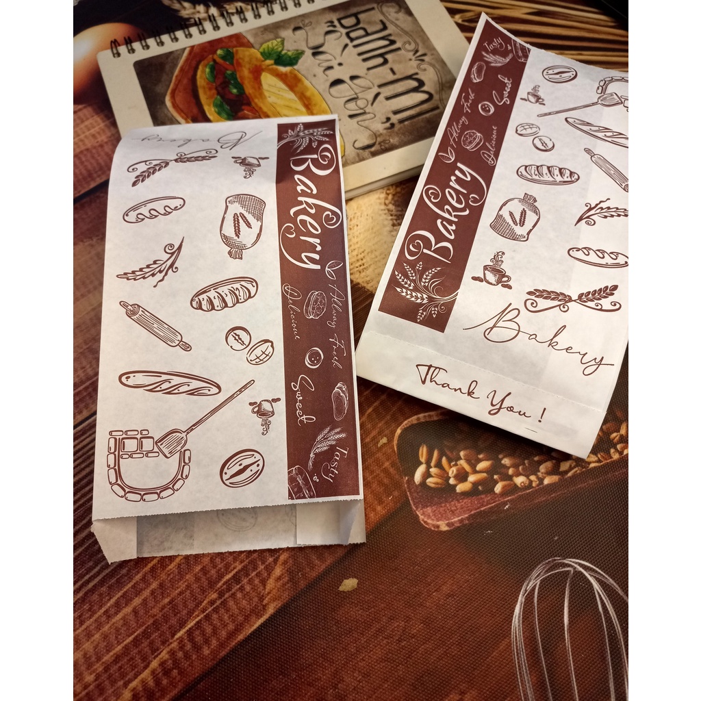 100 Túi Giấy ĐỰNG BÁNH MÌ Ổ NHỎ & Các Loại Bánh.. size 200x100x40mm
