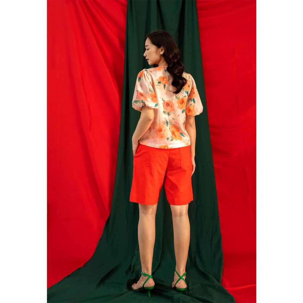 Áo Vải Cotton Hoa Tay Phồng Swanlake - A09725LW10