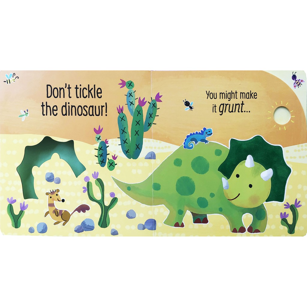 Sách âm thanh chạm cảm nhận Don’t Tickle the Dinosaurs Usborne cho bé