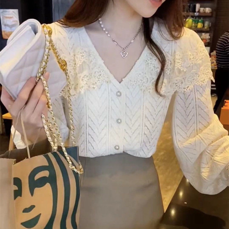 Áo Kiểu Phối Ren Gợn Sóng Thời Trang Cho Nữ tao bao