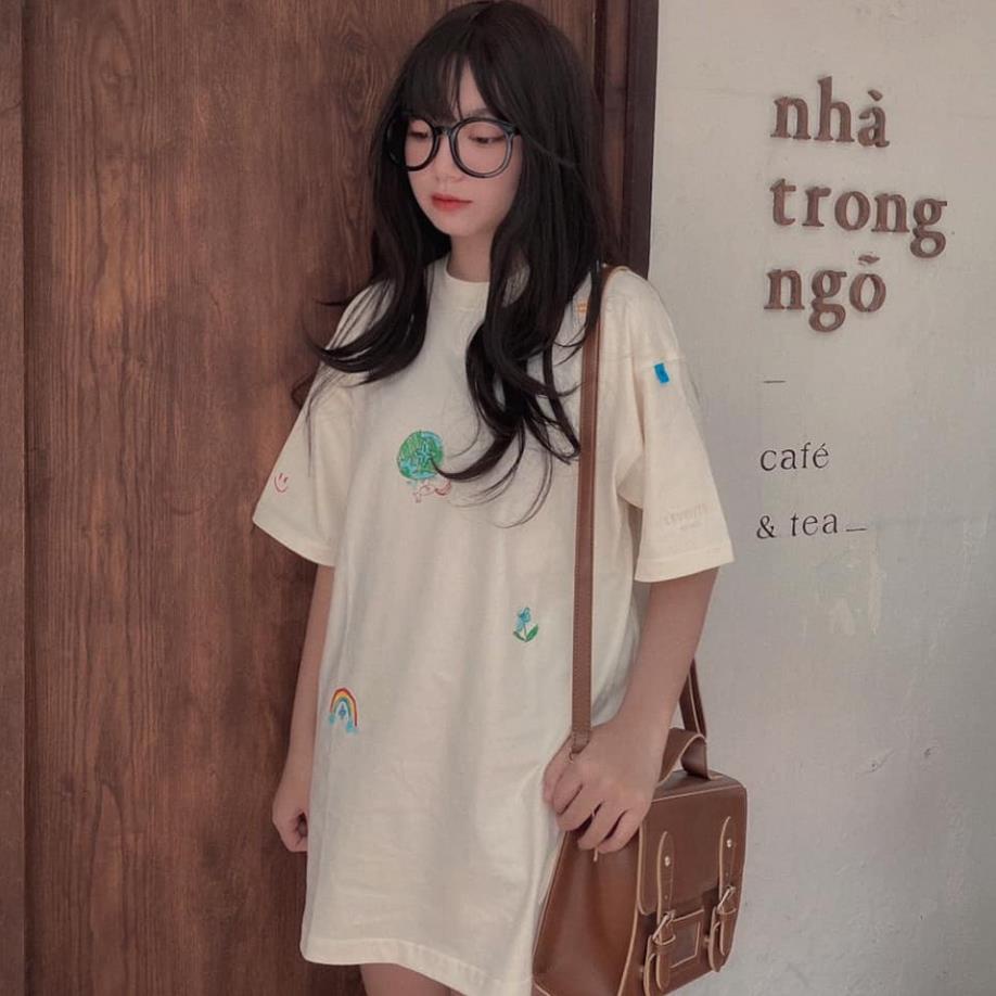 Áo thun tay lỡ Unisex LEVENTS LOVE màu KEM ❤️/Nam nữ unisex/Áo phông cổ tròn form rộng TAHAYA ❤️