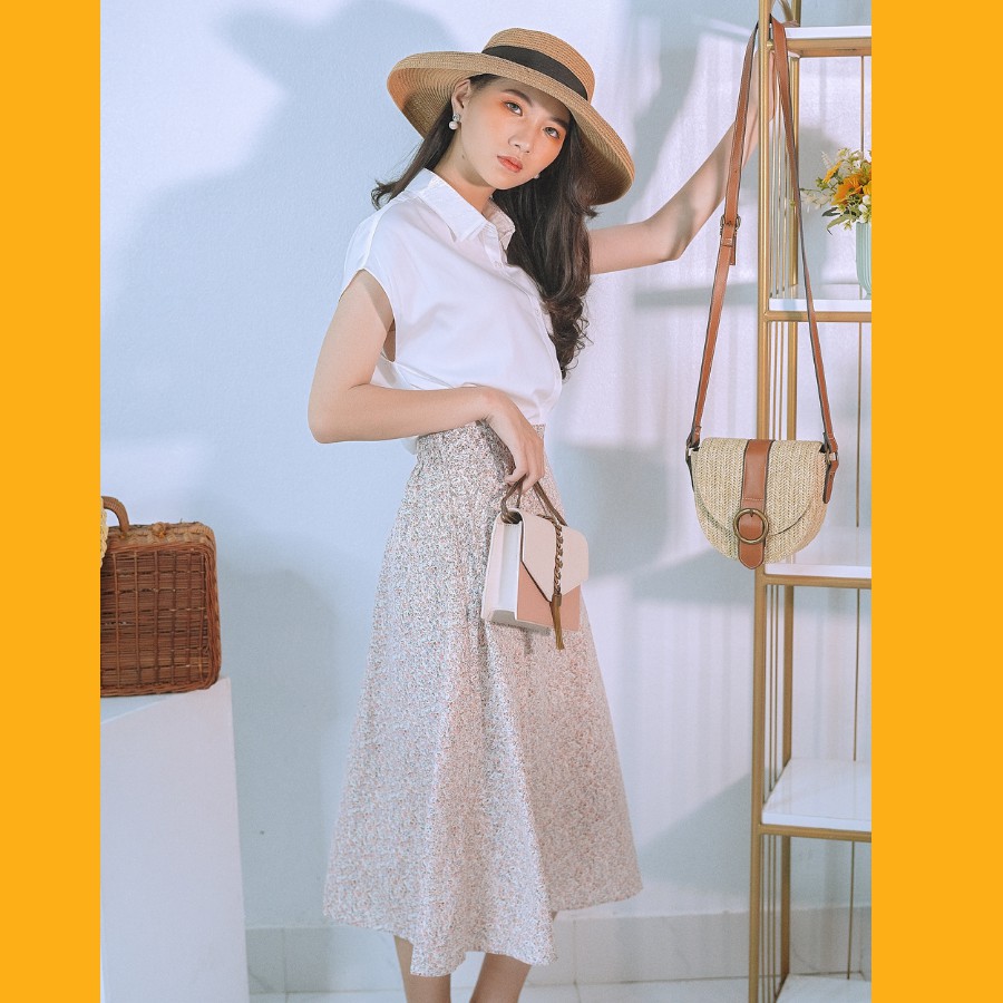 Chân váy dài vintage hoa nhí chân váy đẹp lụa hàn hai lớp 40-80kg | BigBuy360 - bigbuy360.vn