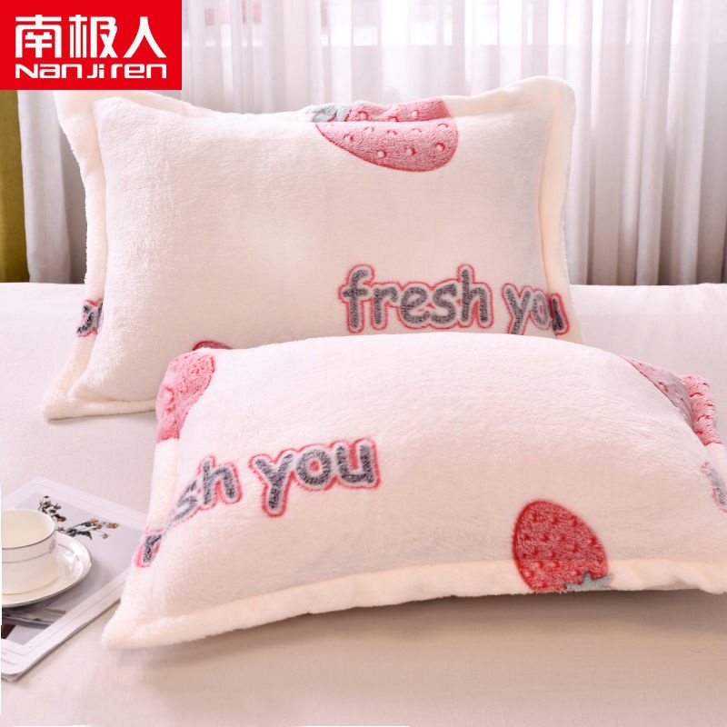Vỏ Gối Một Cặp Bằng Lông Cừu San Hô Họa Tiết Bông Tuyết