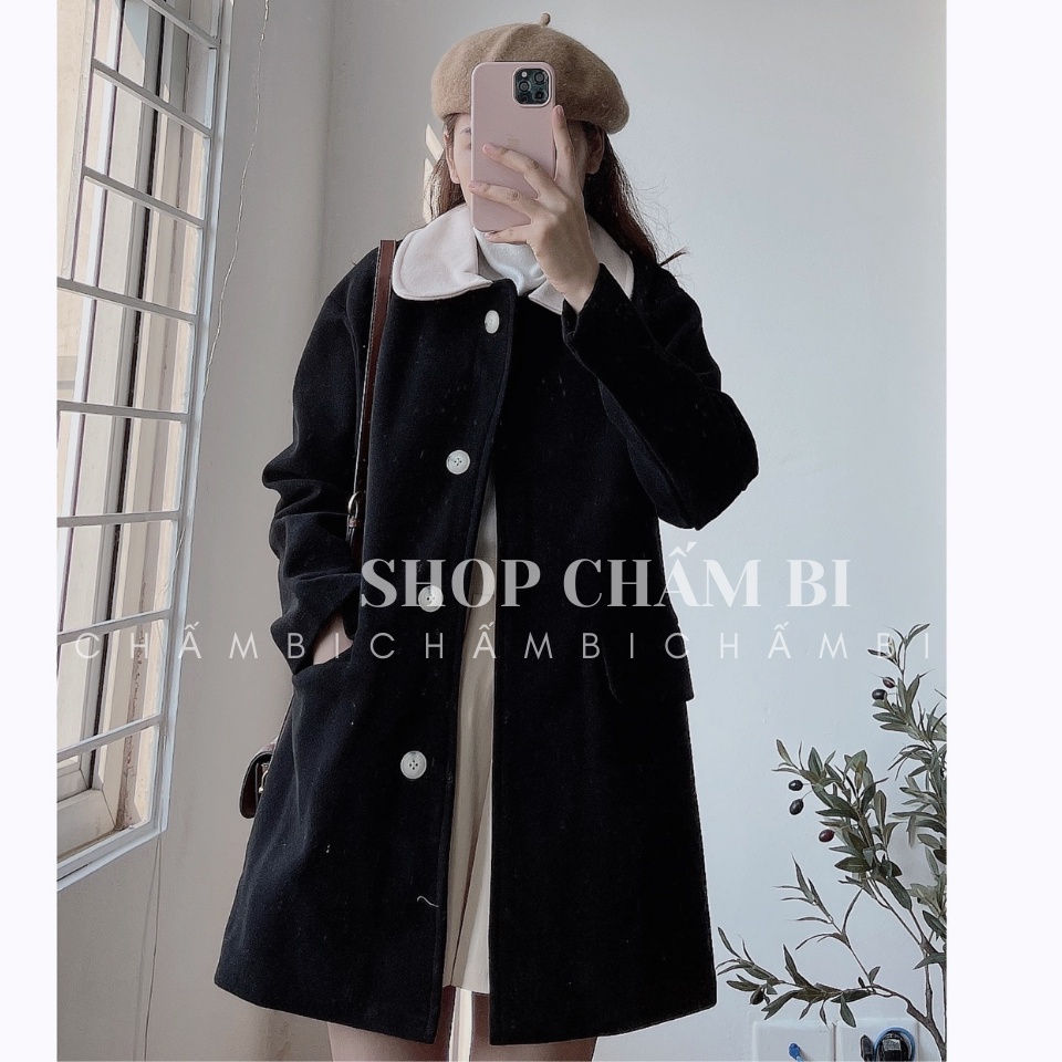 [SALE XẢ TẾT] Áo Khoác Dạ Nữ Form Rộng Túi Nắp Phối Cổ Freesize - A.128