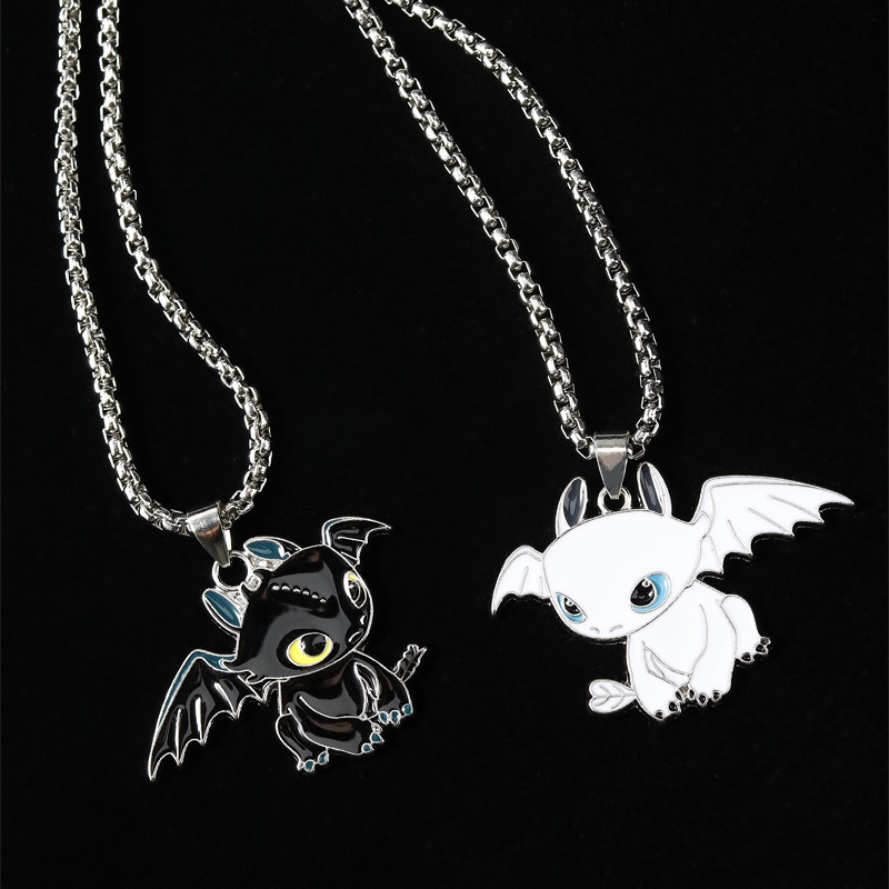 Dây Chuyền Vòng Cổ Cặp Đôi Bí Kíp Luyện Rồng Night Fury Chains Merin - Chất Liệu Titan Không Gỉ - Night Fury