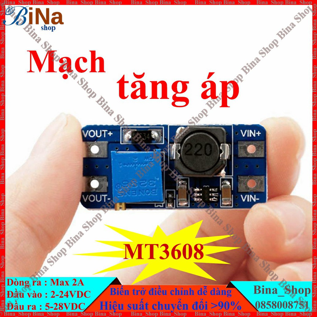 Mạch tăng áp DC 2A MT3608 tăng từ 2v lên 28v