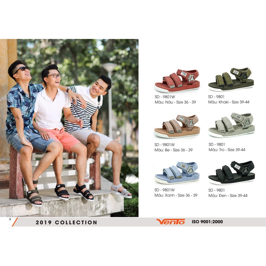 [Mã LT50 giảm 50k đơn 250k] Sandal VENTO Nam Quai Ngang Xuất Khẩu SD9801 3 Màu