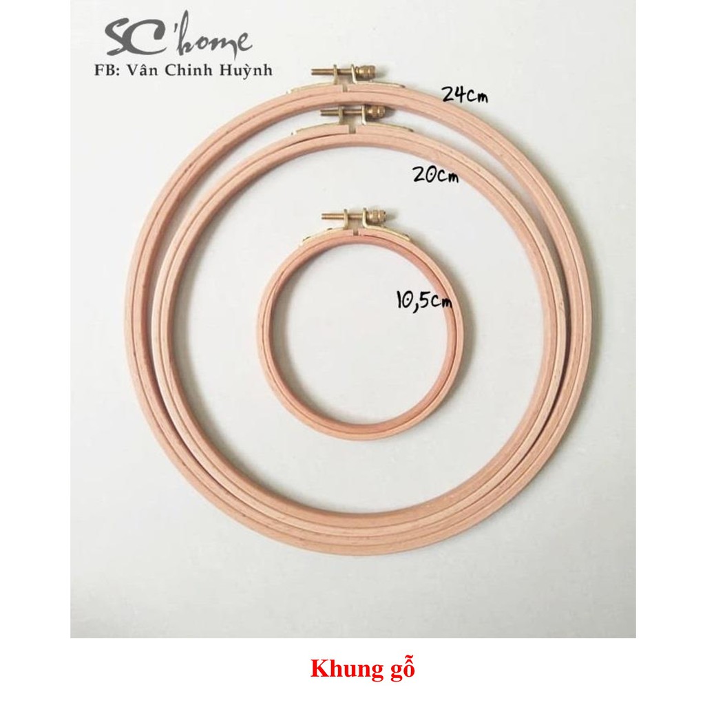 Khung thêu gỗ CHÍNH HÃNG Cherish đường kính 10cm-20cm-28cm