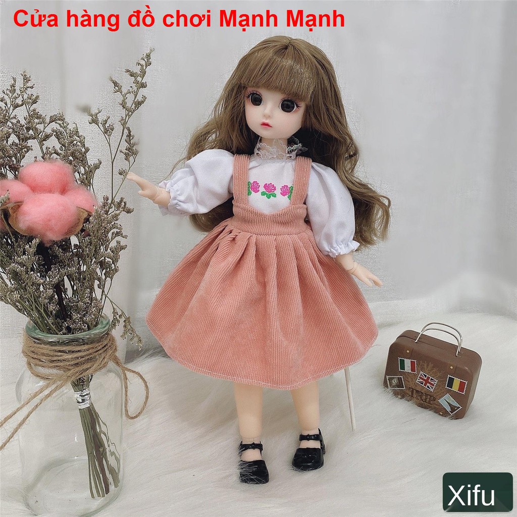 bé dễ thương 30 cm Barbie bộ công chúa nhỏ 3D mắt 22 khớp 6 điểm bjd net búp bê màu đỏ trẻ em   đồ chơi