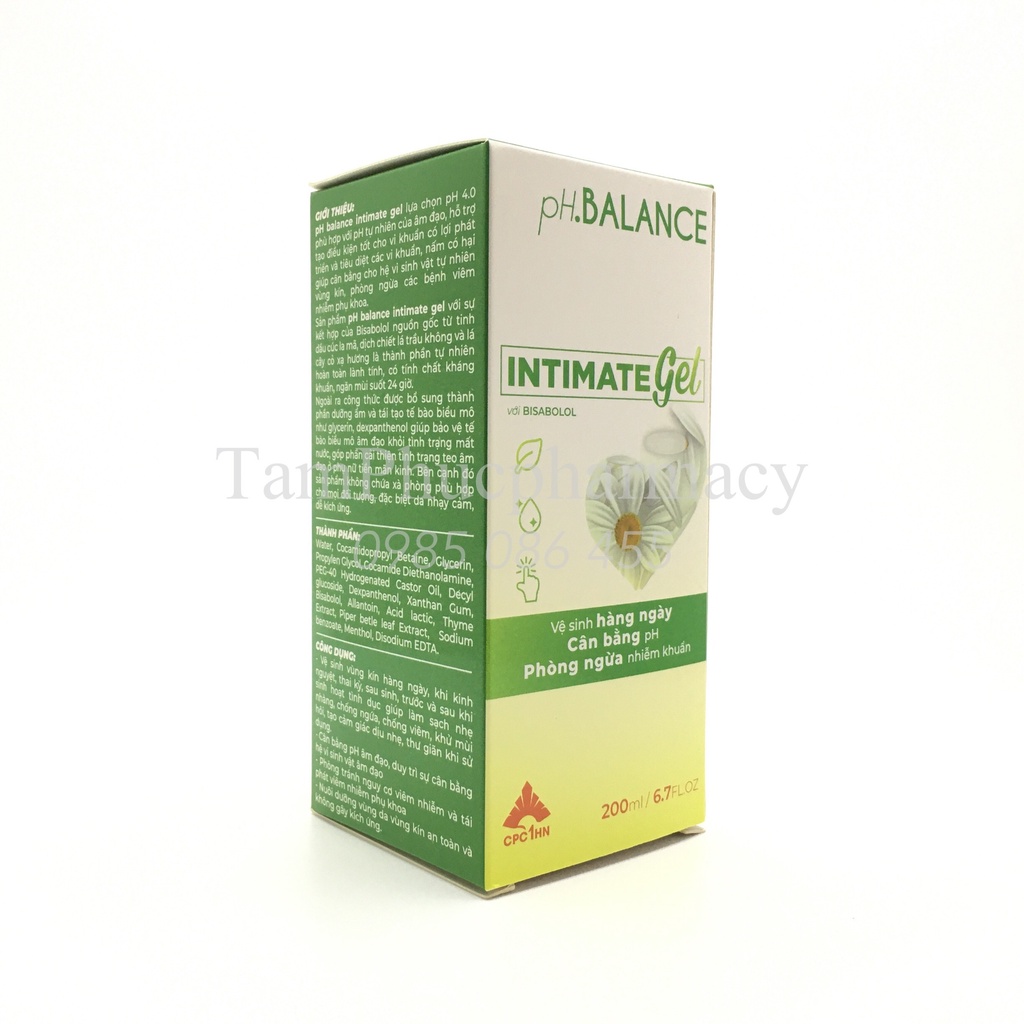 Dung dịch vệ sinh pH. BALANCE INTIMATE GEL lọ 200ml - Giúp giảm viêm nhiễm phụ khoa, không chất tẩy rửa