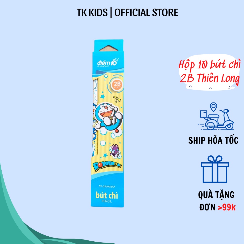 Hộp bút chì 2B điểm 10 TP-GP009 Doraemon 10 cây