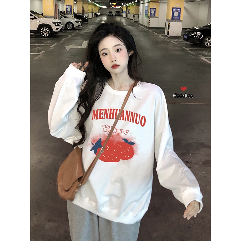 NRVP Áo Thun Nữ Dài Tay Dáng Rộng In Hình Phong Cách Hàn Quốc Mới