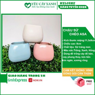 Chậu Sứ ASA Méo, Trồng Cây Phong Thủy, Để Bàn