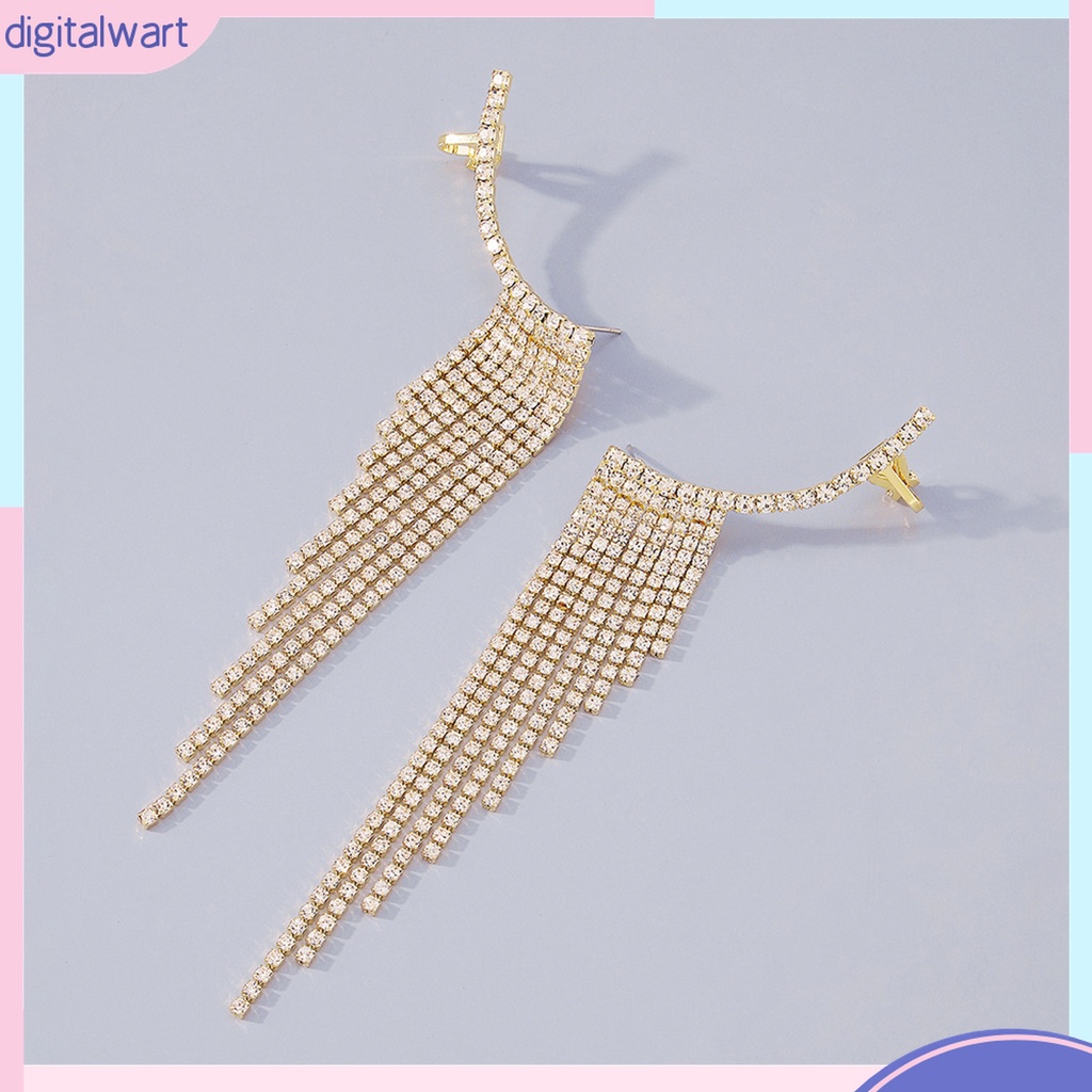 1 Đôi Bông Tai Dáng Dài Đính Đá Lấp Lánh Thời Trang Dự Tiệc