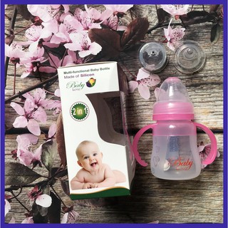 Bình sữa Silicon Baby Love 150ml, 250ml cổ rộng 2 chức năng