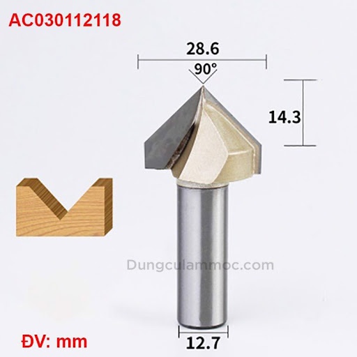 MŨI MÒI V 90 ĐỘ TIDEWAY AC0301 CỐT 12.7MM - 1 MŨI hàng cao cấp