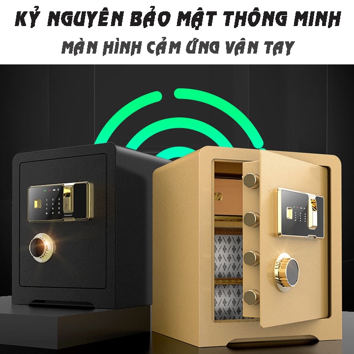 Két sắt khoá điện tử - khoá vân tay thông minh an toàn và bảo mật kích thước 45x38x33cm Decor mọi không gian