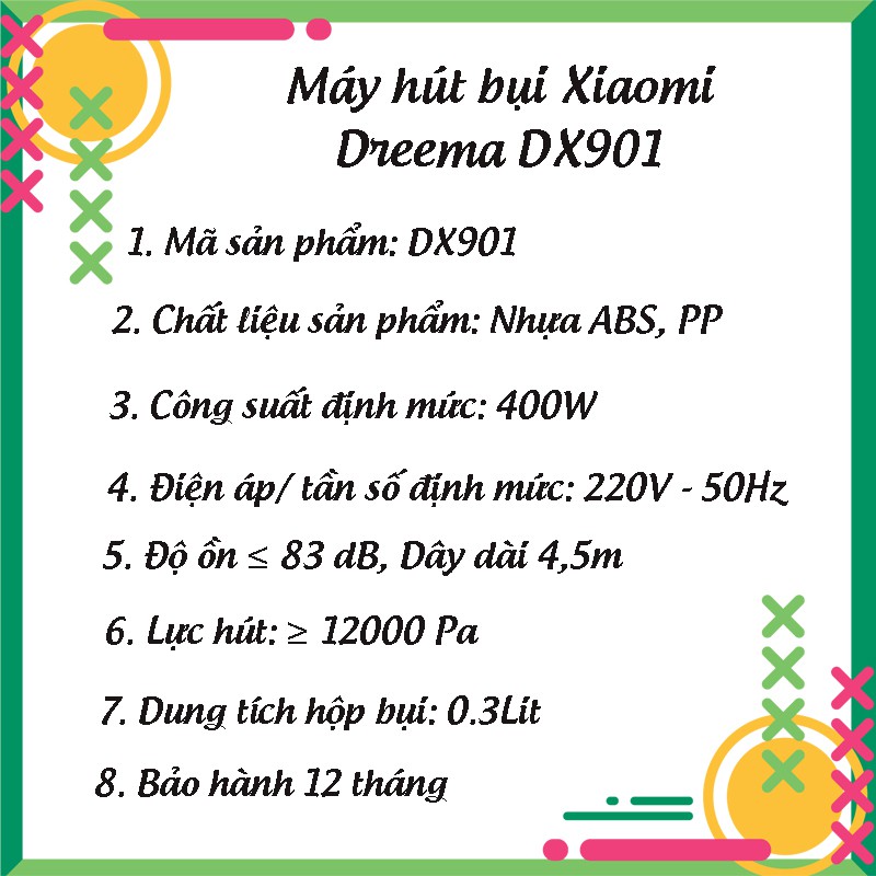 Máy Hút Bụi Gia Đình Cầm Tay Xiaomi Dreema DX901 Công Suất 400W Siêu Nhẹ, Gọn - Bảo Hành 12 Tháng