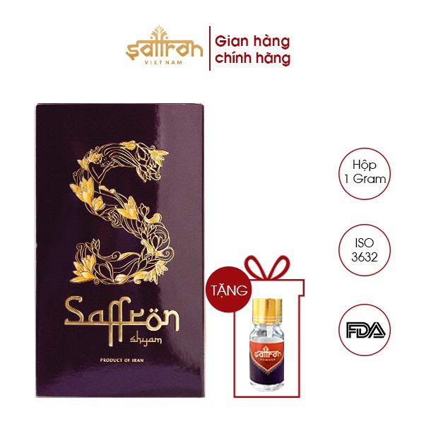 Nhụy Hoa Nghệ Tây Saffron Shyam 1Gram/hộp Tặng Bột Saffron 1gram/lọ