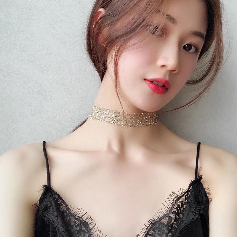 Vòng cổ choker trong suốt phối nhũ mã NP-7992