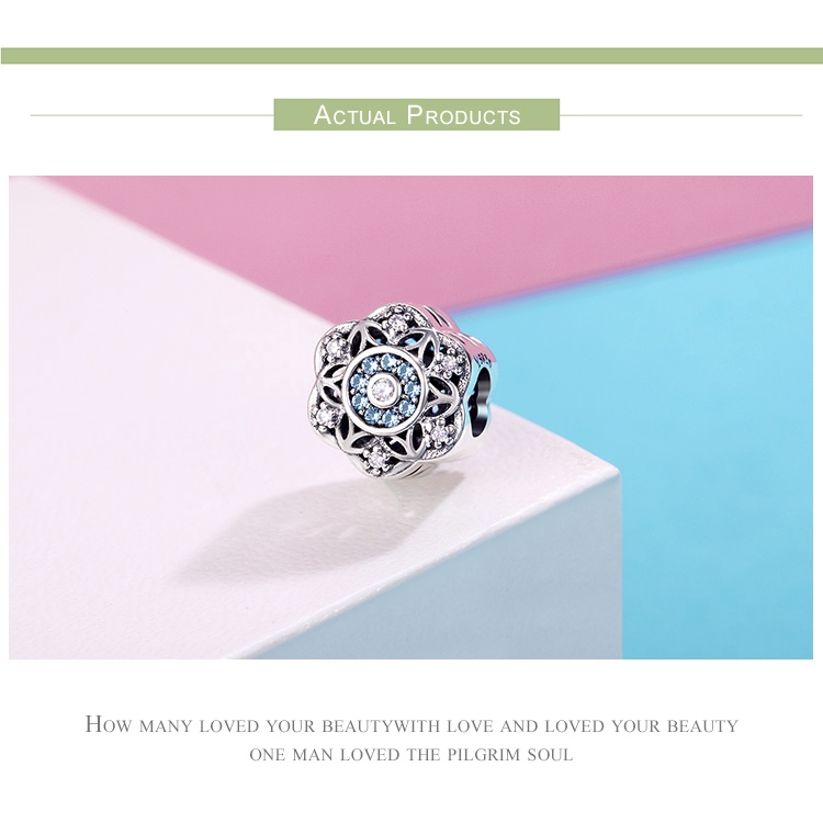 Hạt xỏ Bamoer SCC247 bằng bạc 925 hình bông tuyết xinh xắn dùng để làm vòng tay thủ công