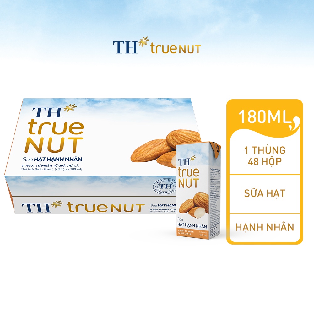 Thùng 48 hộp sữa hạt hạnh nhân TH True Nut 180ml (180ml x 48)