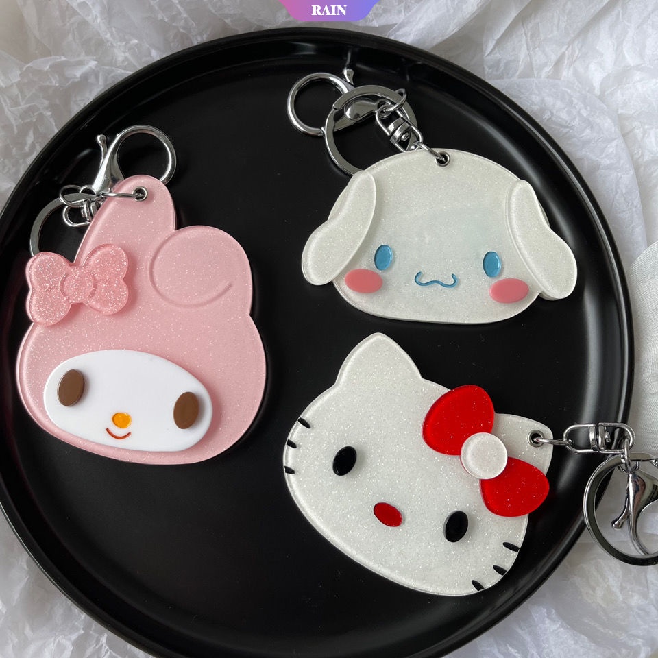 Sanrio Móc Khóa Hình Búp Bê Cinnamoroll Kuromi My Melody Hello Kitty Lấp Lánh Nhỏ Hình Tròn Nhỏ