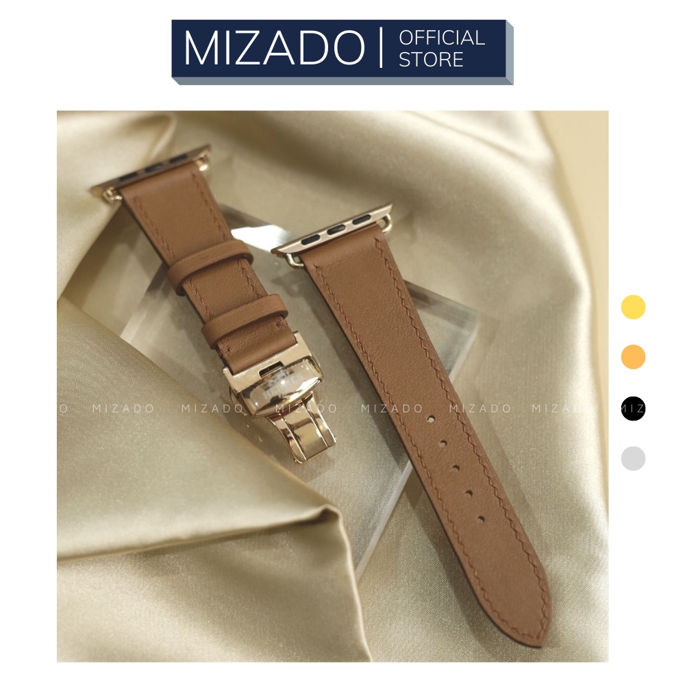 Dây da thủ công Swift Nâu dành cho Apple Watch, đồng hồ thông minh, đồng hồ cơ MIZADO