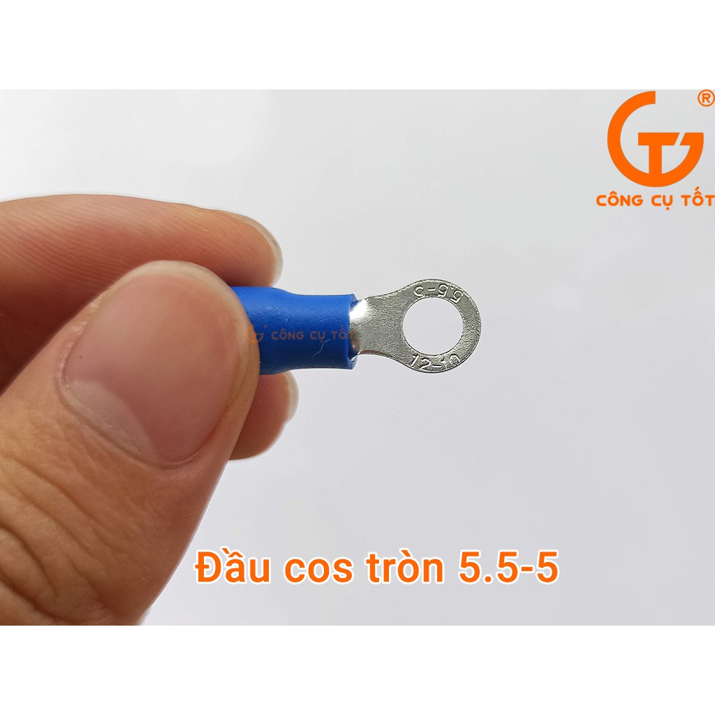 Túi 100 đầu cos tròn RV 5.5-5 bọc nhựa xanh