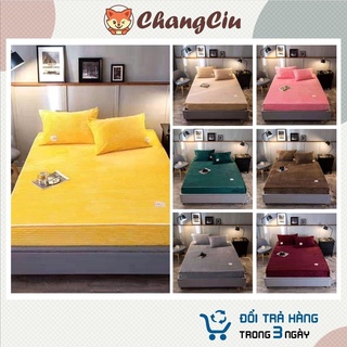 Bộ ga giường,vỏ gối Changciu Bedding chất liệu nỉ nhung cao cấp bền đẹp CB01
