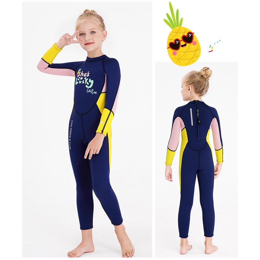 Đồ bơi bé gái full body giữ nhiệt chất liệu cao su Neoprene 2.5mm