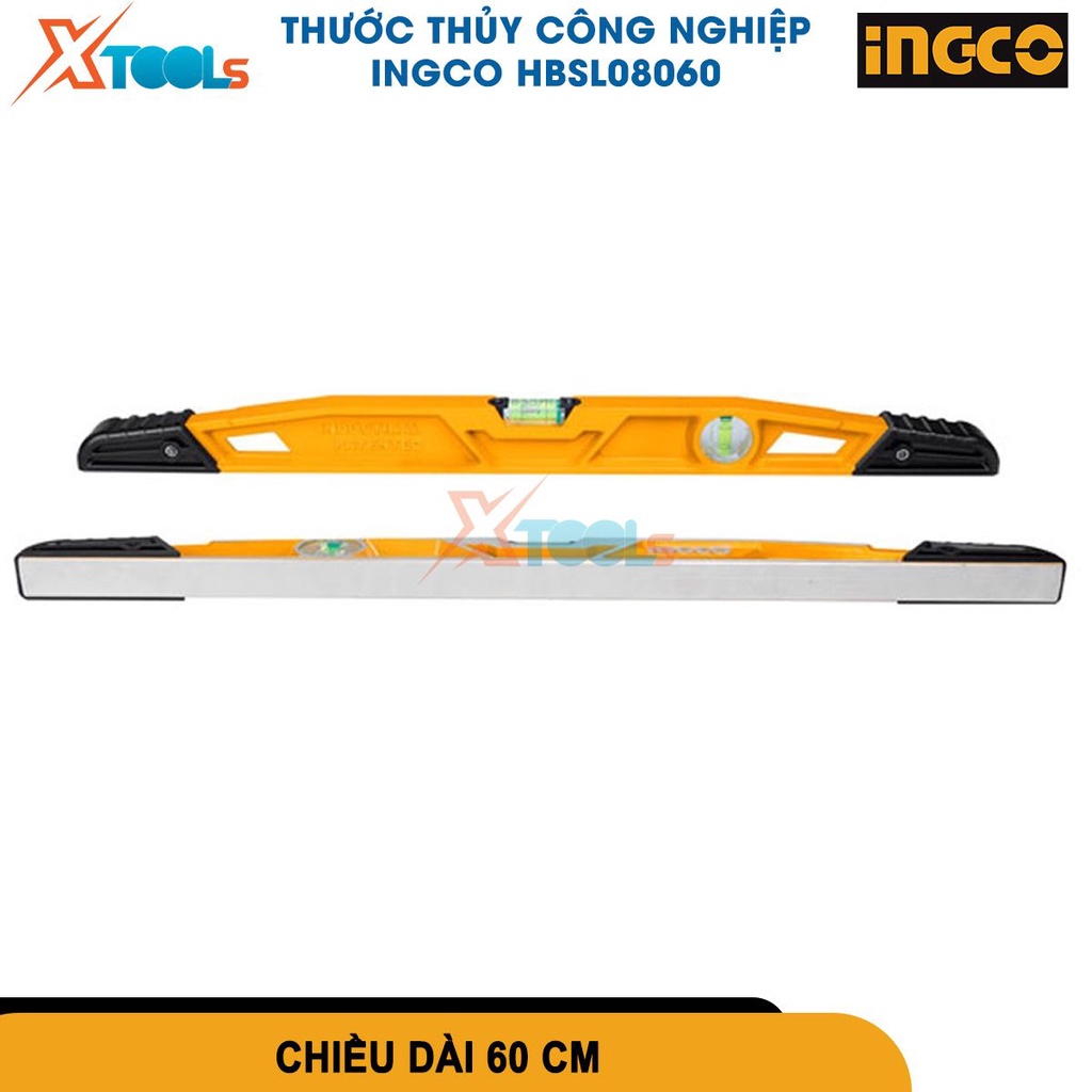 Thước Thủy Công Nghiệp 60cm INGCO HBSL08060 Độ chính xác 0.5mm/m dùng để đo độ nghiêng, góc nghiêng [CHÍNH HÃNG][XTOOLS]