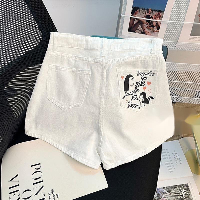 Quần Short denim cotton Ống Rộng Lưng Cao Mẫu Mới Cho Nữ