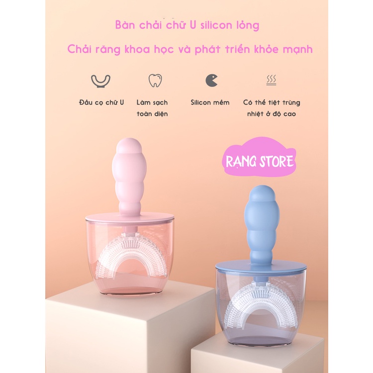 Bàn chải đánh răng chữ U cao cấp cho bé chất liệu Silicon mềm mại, an toàn cho bé từ 2 tuổi