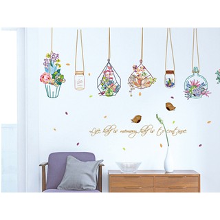 Decal dán tường LUVINA trang trí nội thất nhà ở, cơ quan, cửa hàng- giỏ hoa sen đá